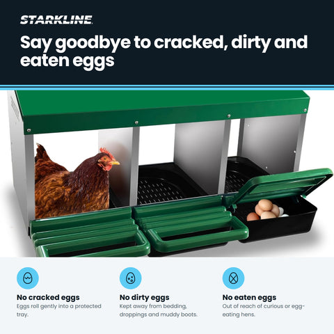Galvanized Roll-Away Chicken Nesting Box with Egg Collection Trays – 2, 3 & 4 Compartment Options