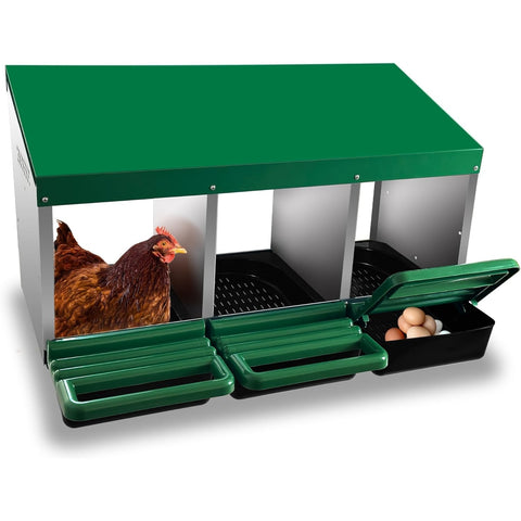 Galvanized Roll-Away Chicken Nesting Box with Egg Collection Trays – 2, 3 & 4 Compartment Options