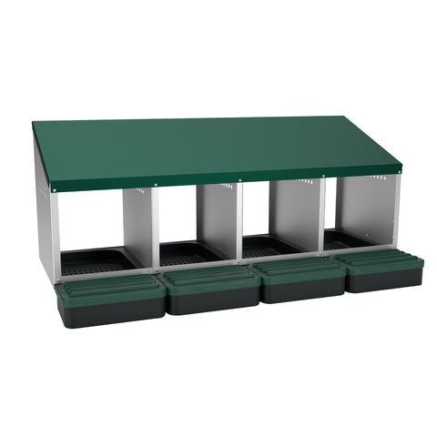 Galvanized Roll-Away Chicken Nesting Box with Egg Collection Trays – 2, 3 & 4 Compartment Options