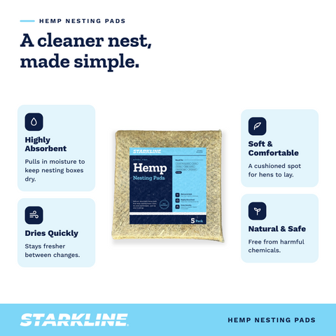 Starkline Hemp Nesting Pads for Chickens – Natural, Absorbent Nesting Box Liners (5-Pack)