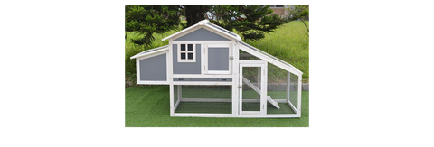 Modern Polycarbonate Chicken Coop with Attached Run and Metal Pull-Out Tray